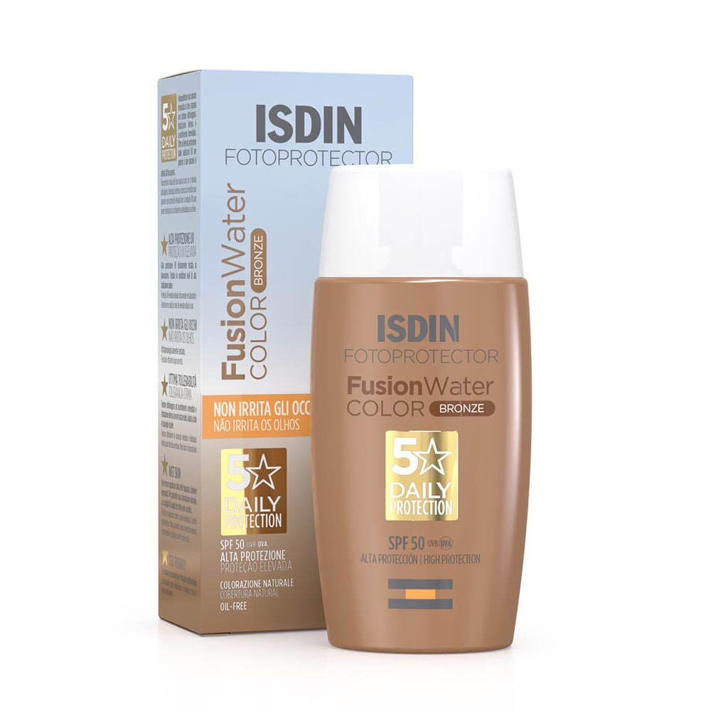 ISDIN Fotoprotector Fusion Water Color SPF 50 Viso Colorazione Bronze, 50ml