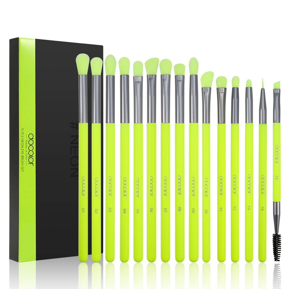 Docolor Pennelli Trucco Occhi Sopracciglia, Set 15 pennelli professionali (z1M)
