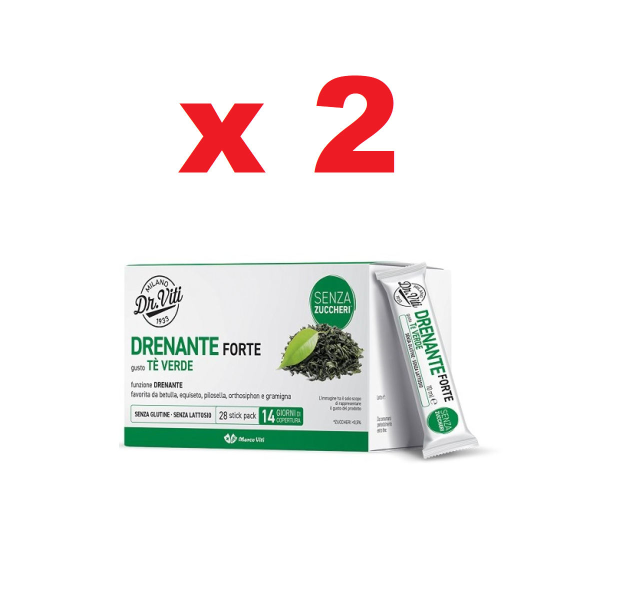 2 CONFEZIONI DR VITI DRENANTE FORTE THE VERDE - 2 X 28 STICK  SENZA ZUCCHERI