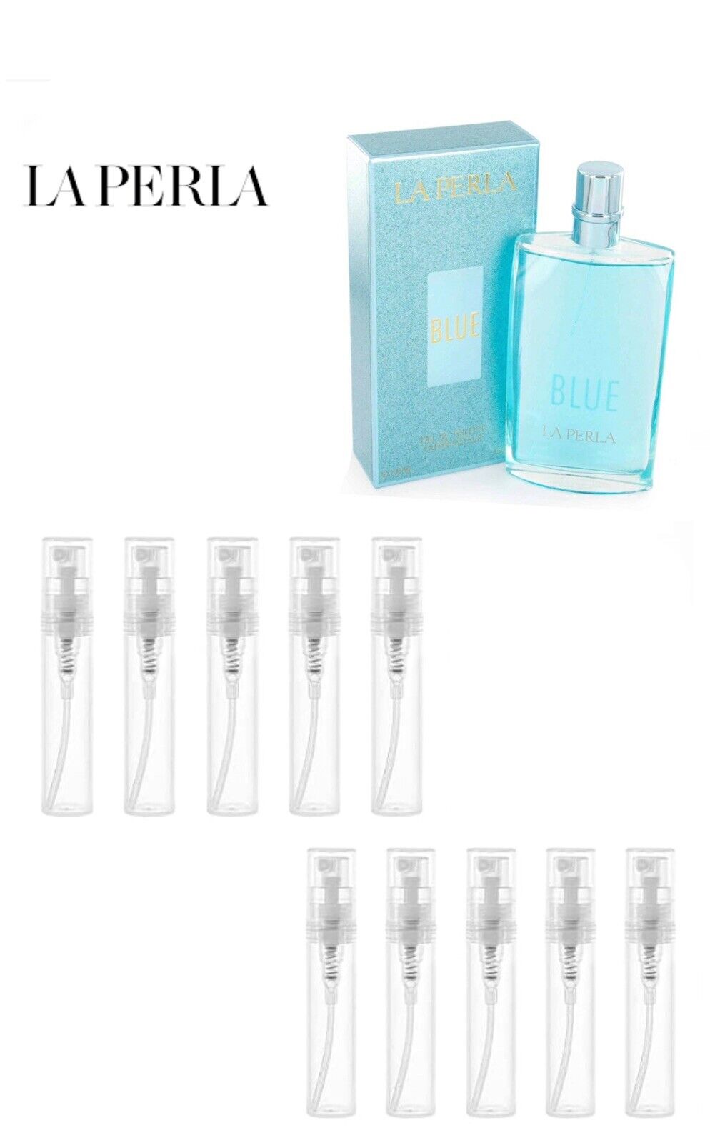 LA PERLA " Blue 10 x FIALE PROFUMO EAU DE TOILETTE SPRAY VINTAGE e RARO ***