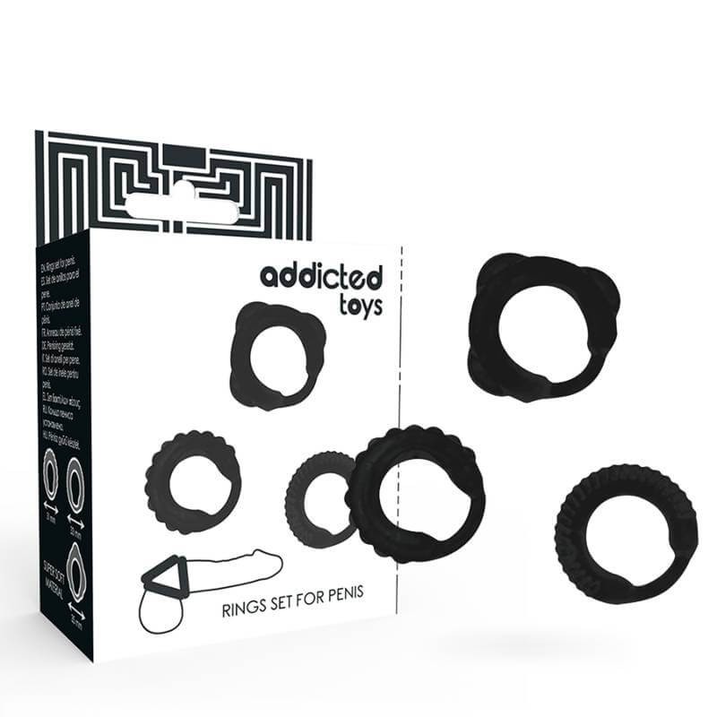 Addicted Toys - Set di 3 Anelli Fallici Neri