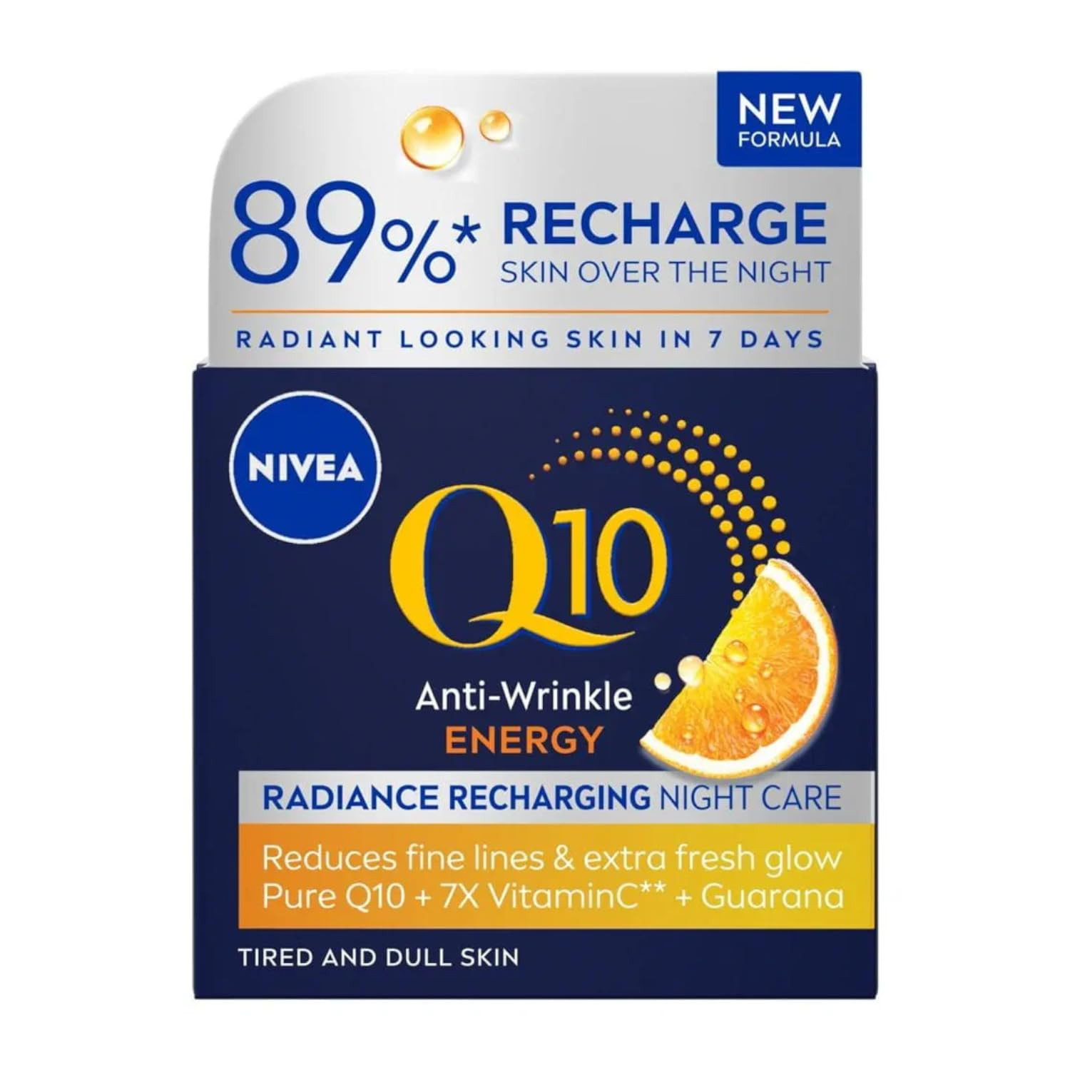 NIVEA Q10 Energy Crema notte rigenerante antirughe con vitamina C, 50 ml (b1D)