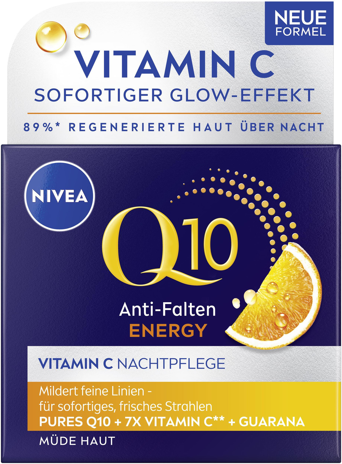 NIVEA Q10 Antirughe ENERGY Vitamina C Crema notte idratante con Q10, (t5y)