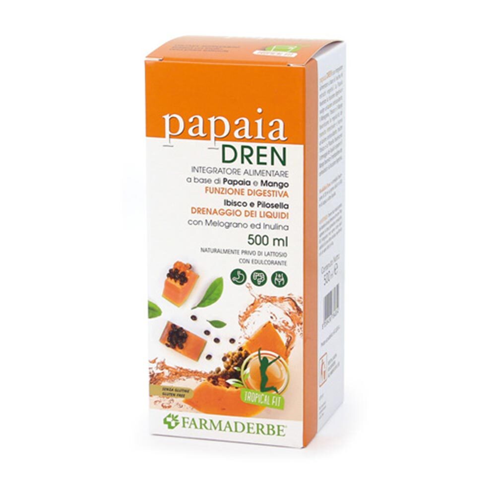 Farmaderbe Papaia Dren Integratore Alimentare Drenante, 500ml