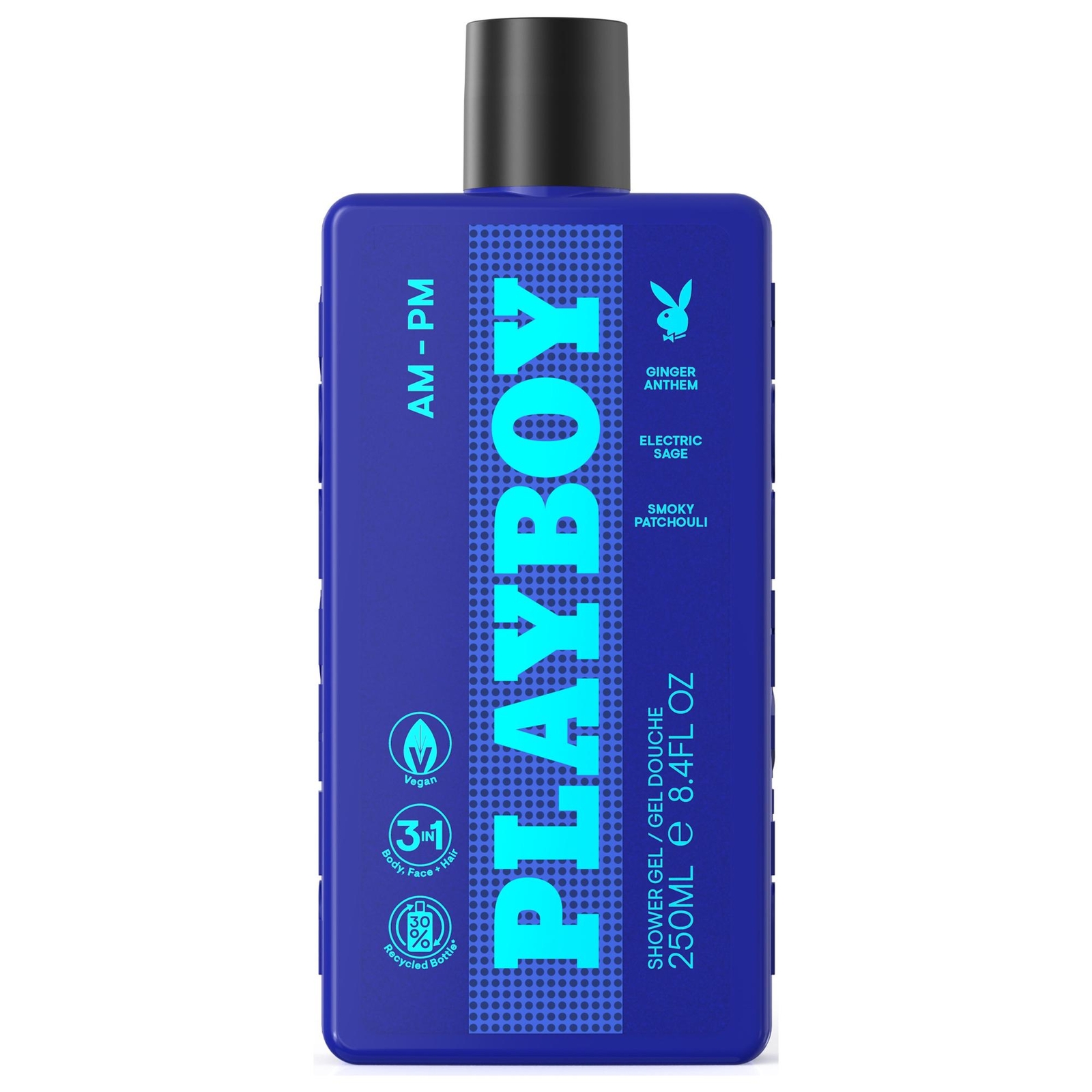 PLAYBOY SHOWER GEL UOMO AM-PM 250ML BAGNOSCHIUMA PROFUMO INEBRIANTE