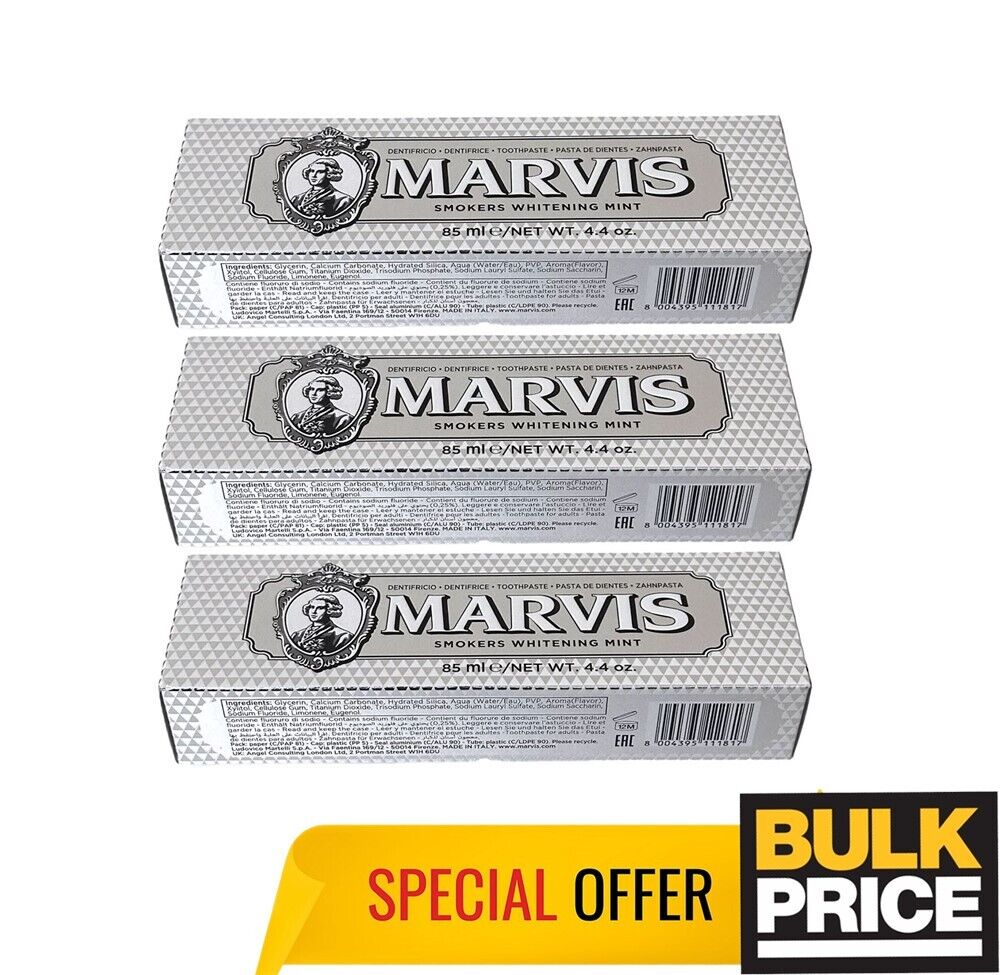 Marvis Fumatori Sbiancante Mint Dentifricio 3-pack 85ml 130ml Acquisto IN Stock