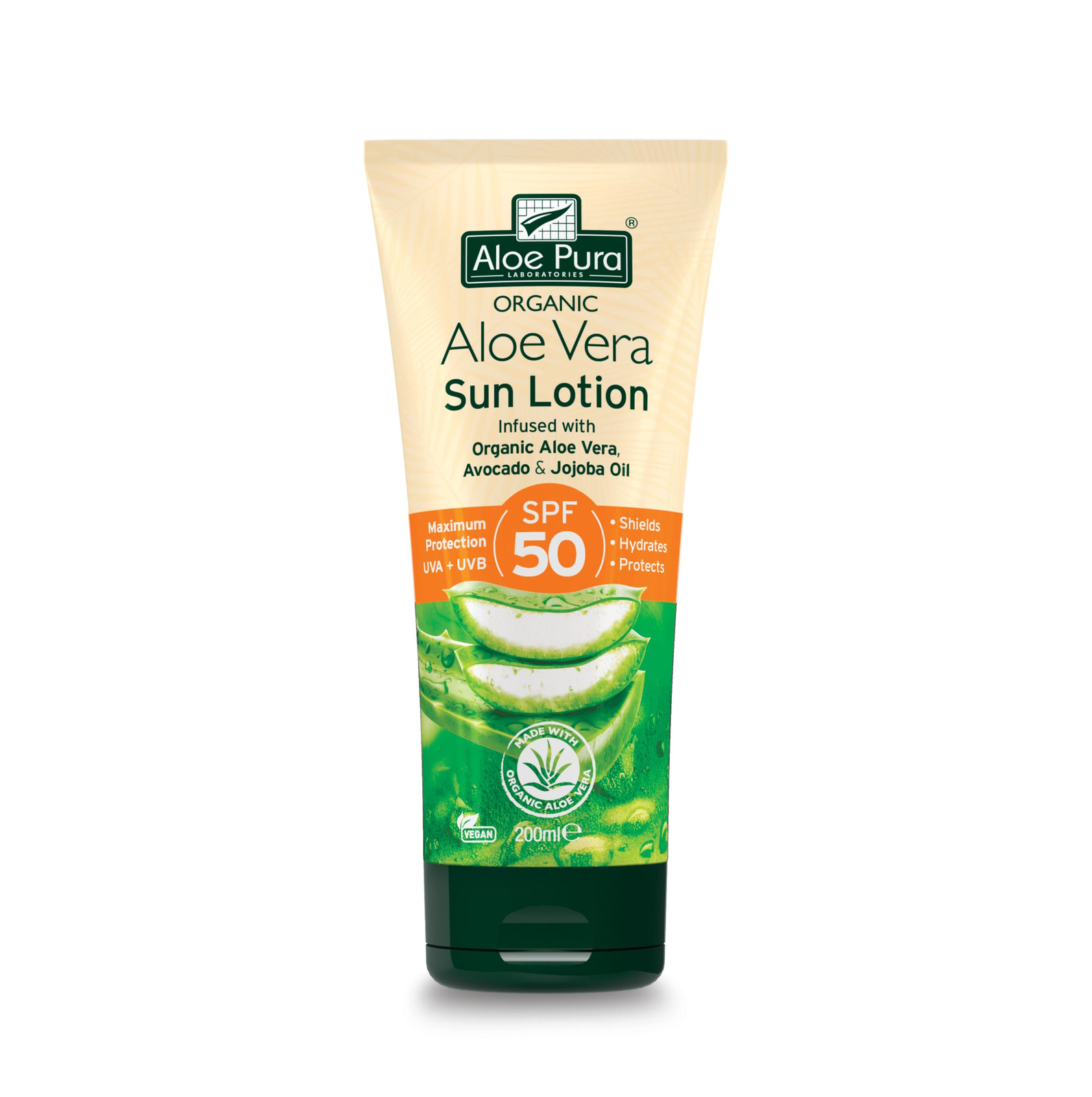 Aloe Pura Aloe Vera Sun Lotion SPF 50, Naturale, Vegetariano, Non testato (k9S)
