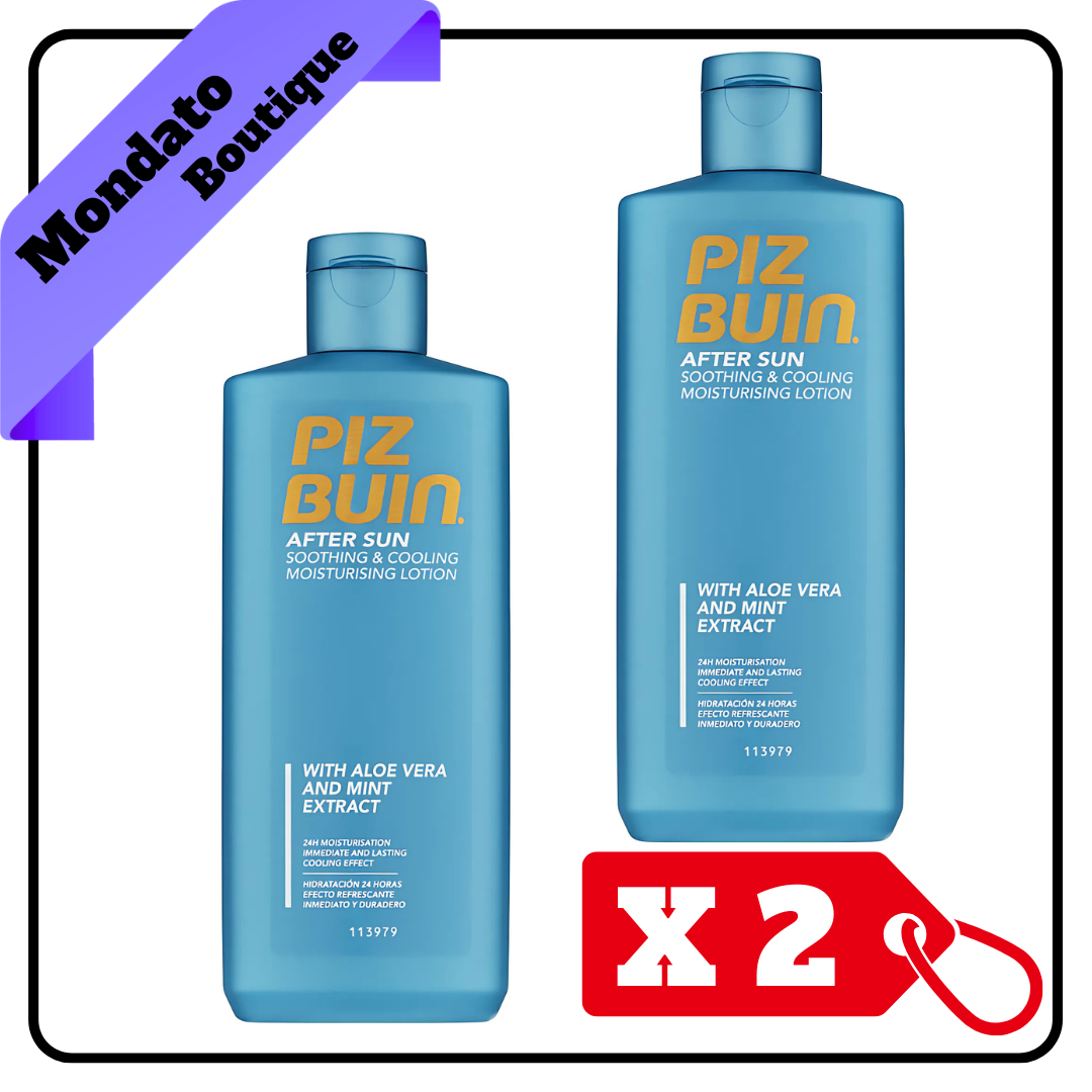 PIZ BUIN AFTER SUN 400ml LOZIONE ALOE & MENTA SOOTHING & COOLING (X2)