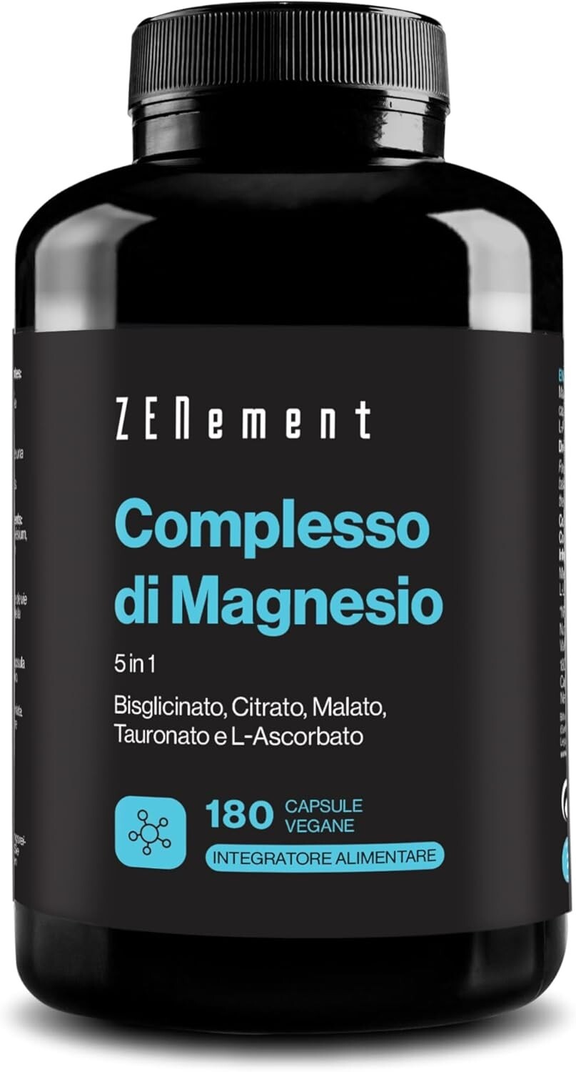 Complesso di Magnesio Bisglicinato, Citrato, Malato, Taurato, Ascorato 180caps