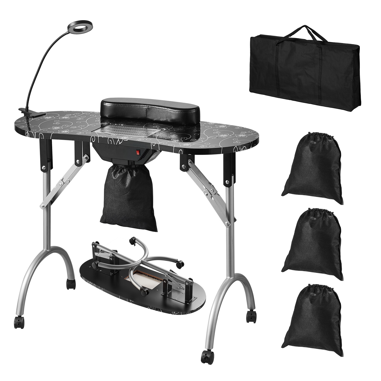 VEVOR Tavolo manicure portatile Tavolo per unghie pieghevole