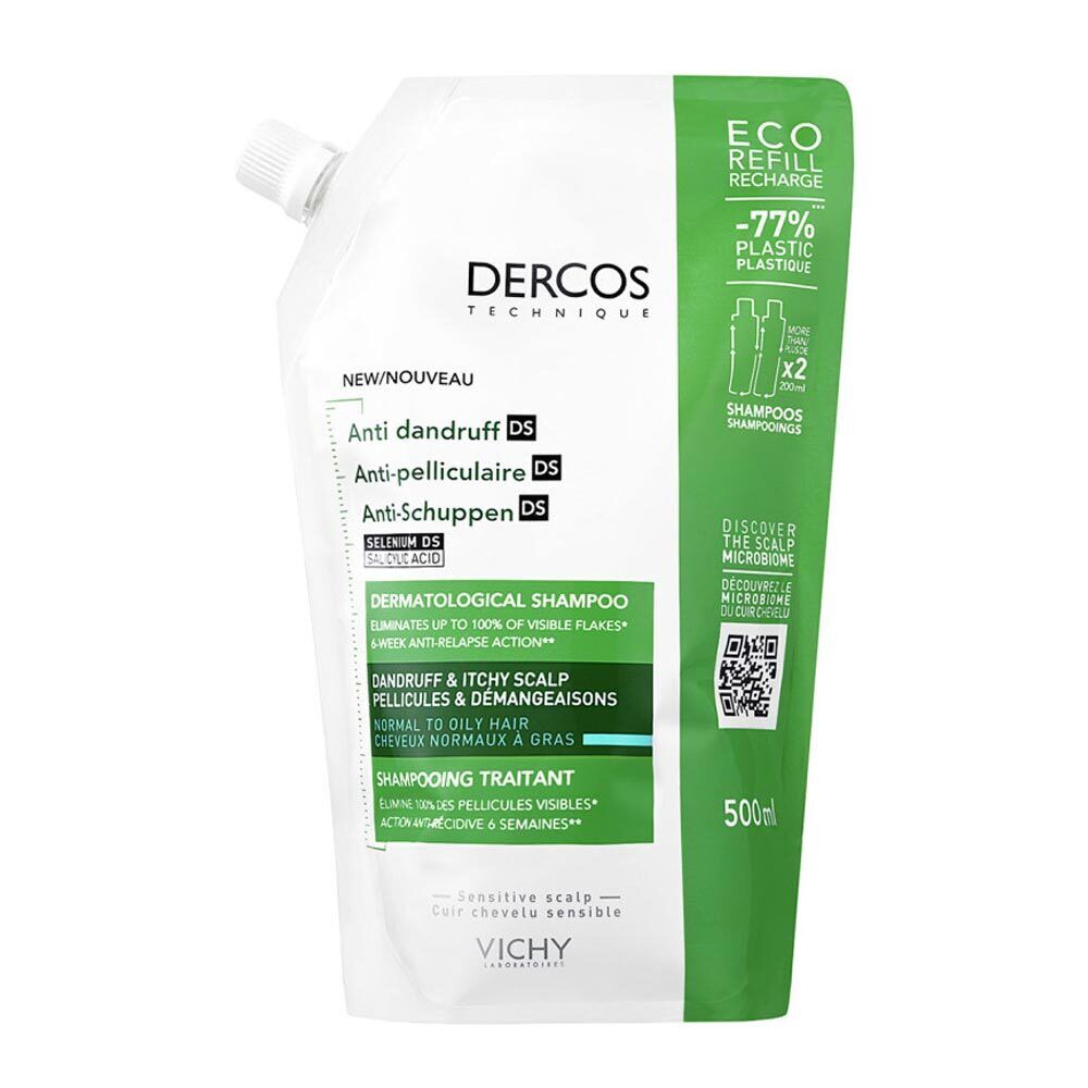 Vichy Dercos - DS Shampoo Antiforfora DS Capelli Normali a Grassi Refill, 500ml