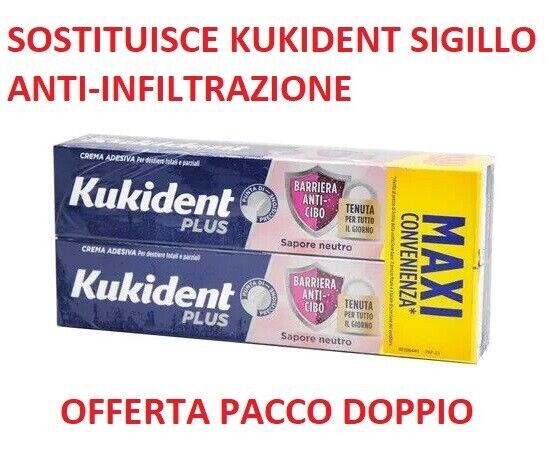 KUKIDENT PLUS SAPORE NEUTRO 2 CONFEZIONI - FORMATO MAXI 57 G