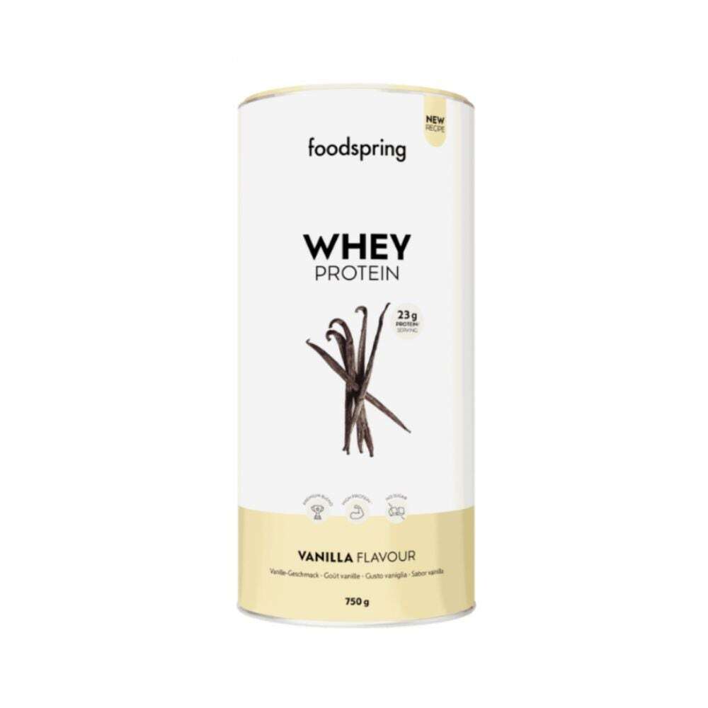 Foodspring Whey Protein - Proteine Sviluppo Muscolare Gusto Vaniglia, 750g