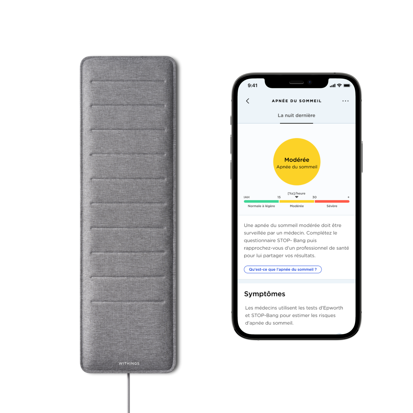 Withings Sleep Analyzer - Rilevamento Apnea Sonno, Santé Cardiovascolare