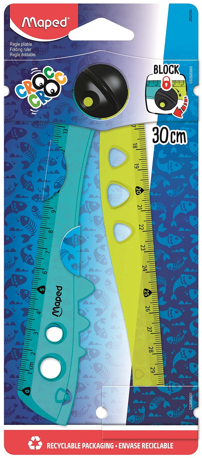 Maped - Folding Croc Croc Ruler - Can be Used Open or Closed - Lock to fix The O