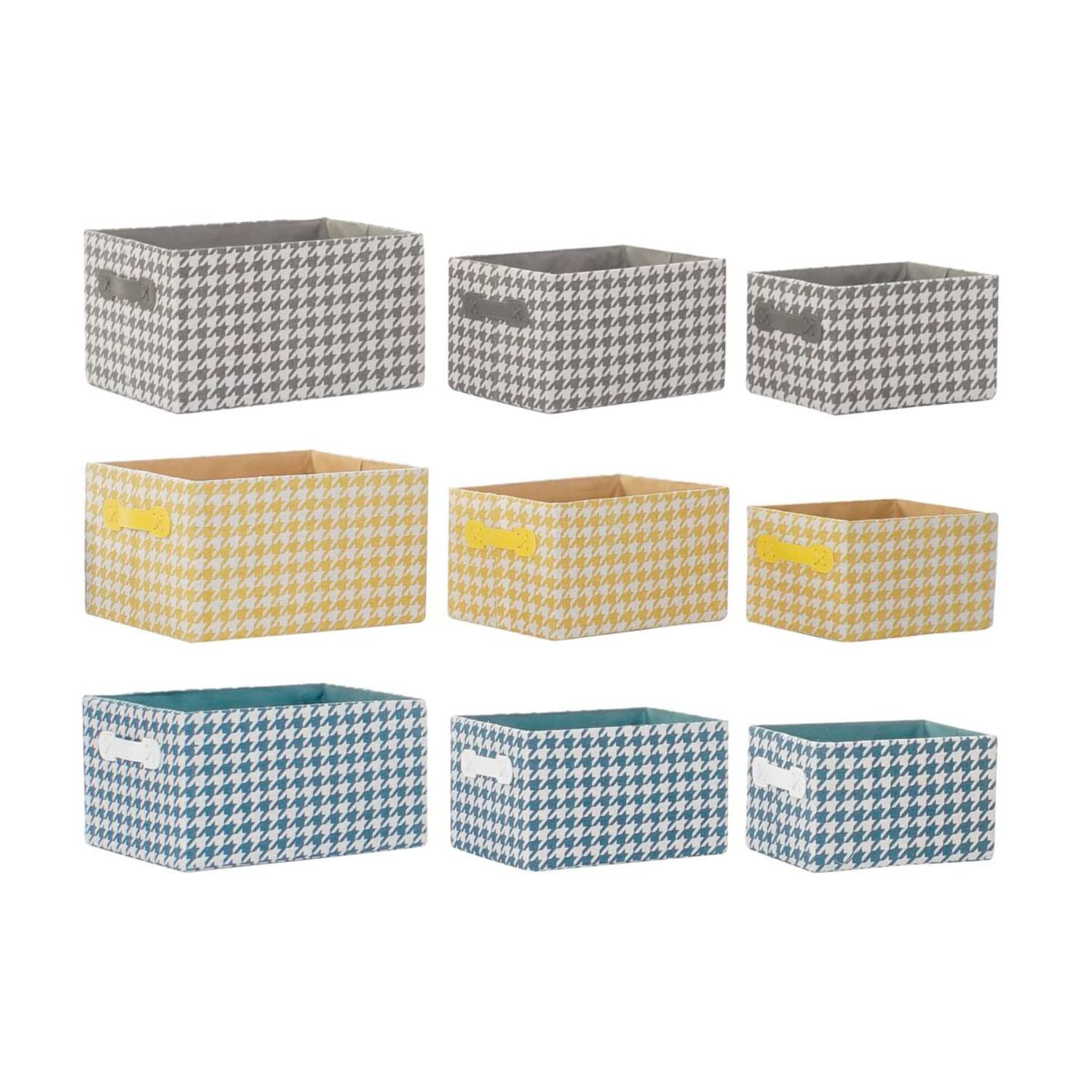 SET 3 CESTAS ALMACENAJE PATA GALLO 3 COLORES 32X24X18 (l7z)