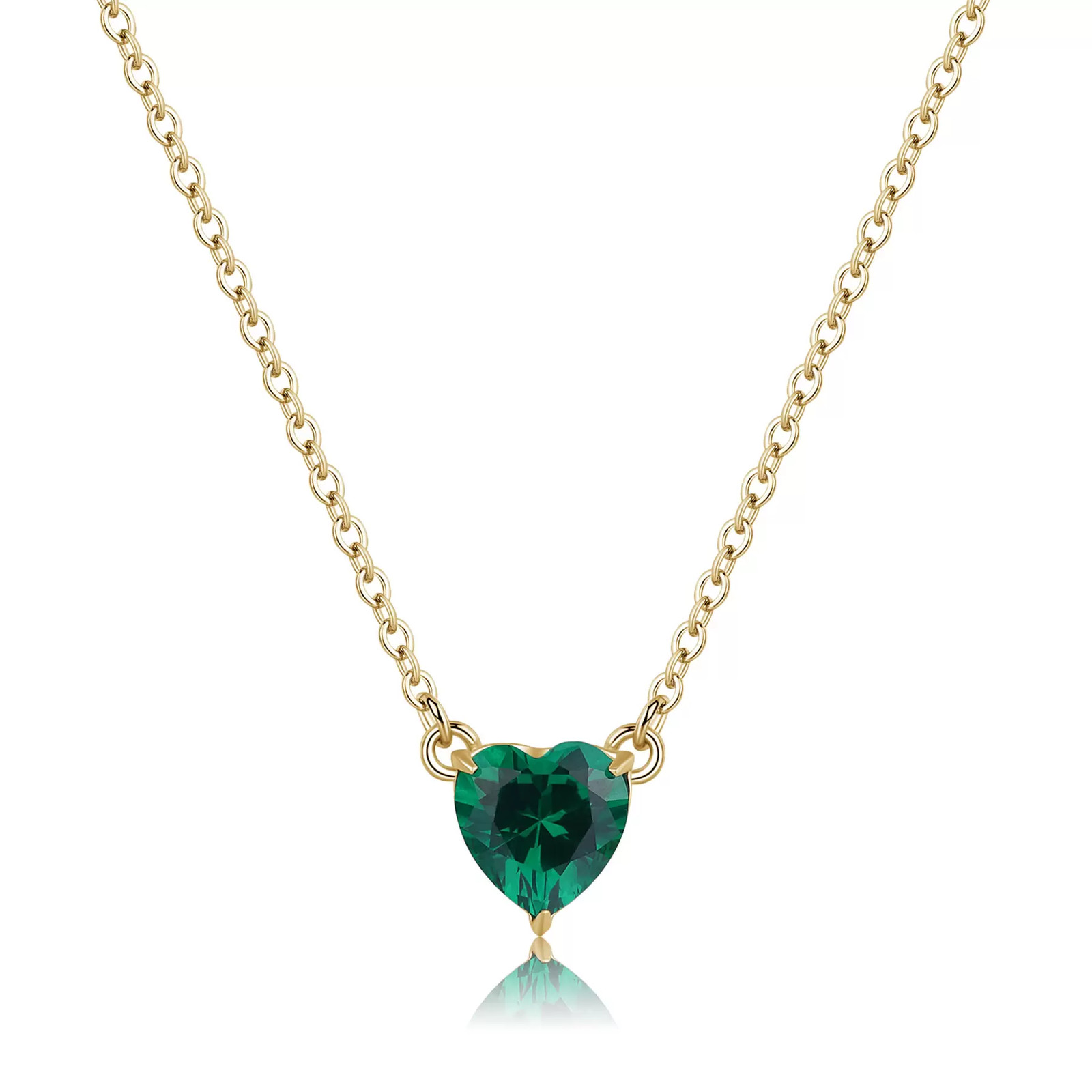 Collana Donna S'Agapõ Acciaio Girocollo Cuore Verde Oro SDZ62