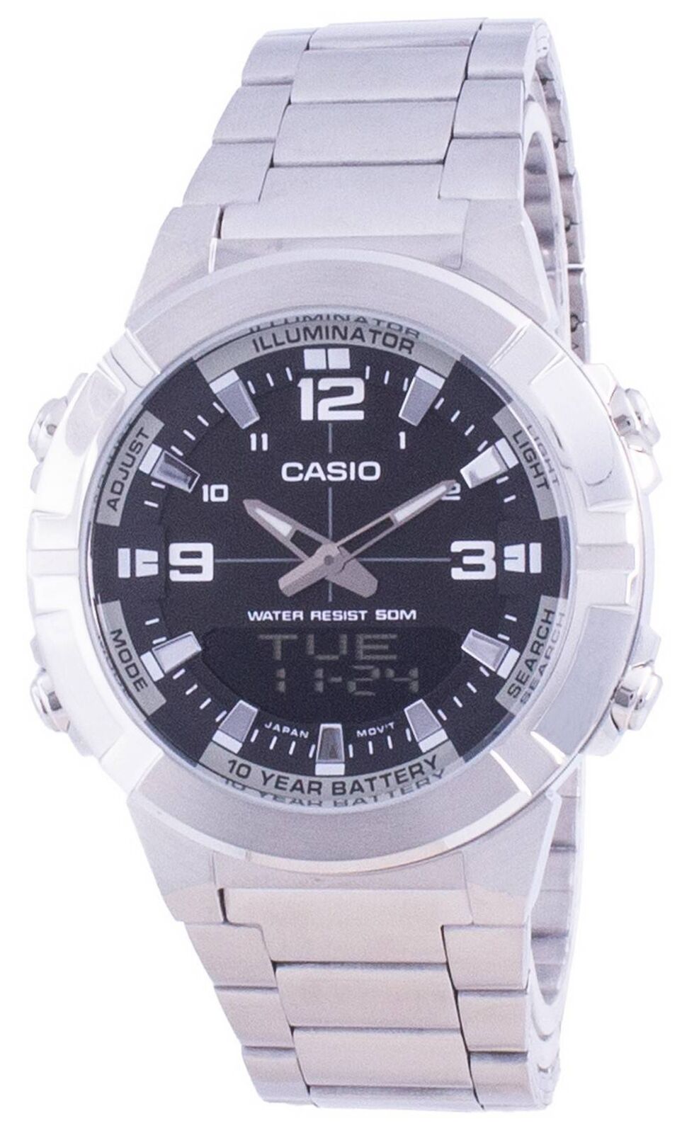 Casio Analogico e Digitale Ora Mondiale Telememo AMW-870D-1A 50M Orologio Uomo