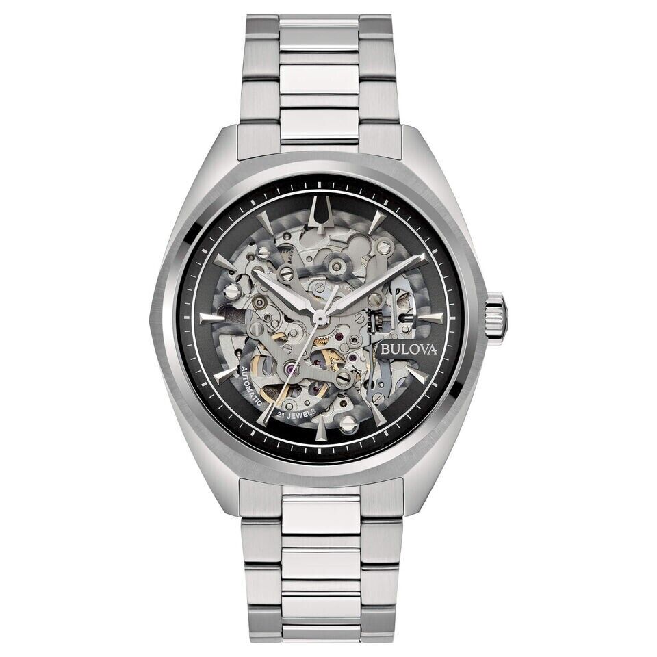 BULOVA OROLOGIO DA UOMO AUTOMATICO IN ACCIAIO Surveyor Automatic Skeleton 96A293