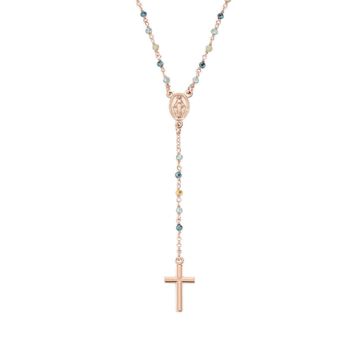Rosario Classico Collana Amen Gioielli Rosè Cristalli Multicolor CRO10RVVV4