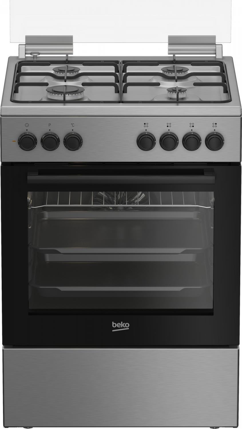Cucina a Gas con Forno Elettrico 4 Fuochi 60x60 cm Inox e Nero FBE62120XD BEKO