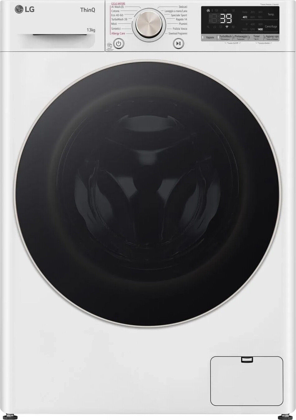 Lg Lavatrice 13 Kg Classe A 1400 giri 61.5cm Inverter Vapore F4R7013TSWG.ABWQPIS
