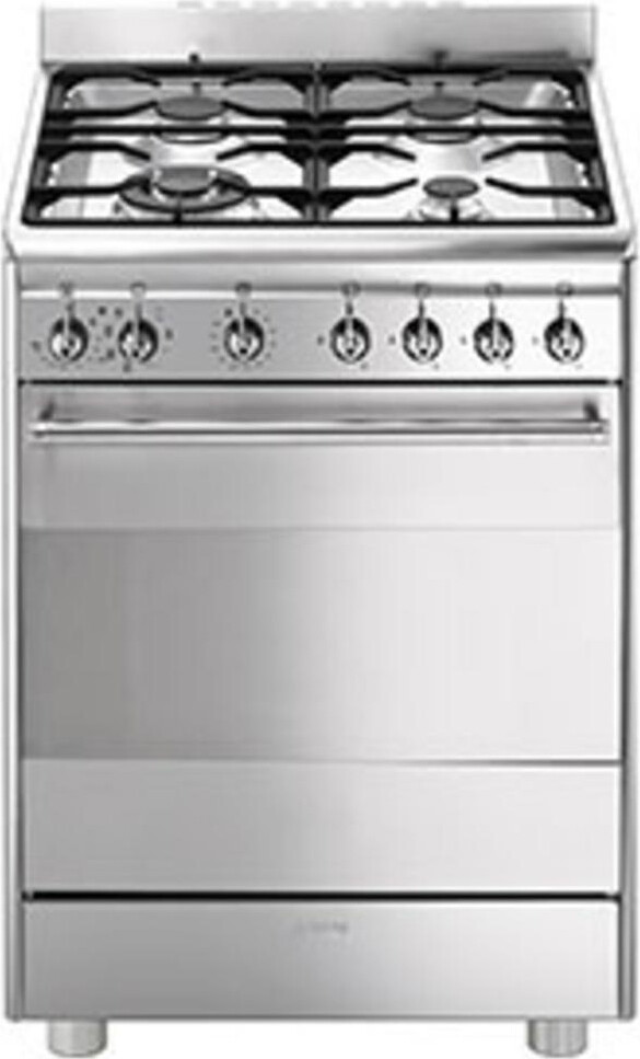 Cucina a Gas 4 Fuochi Smeg Forno Elettrico Ventilato Grill 60x60 cm CX68MF8-2