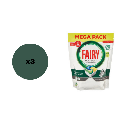 FAIRY Platinum All in 1 Detersivo Pastiglie Lavastoviglie Limone - 132Tabs(44x3)