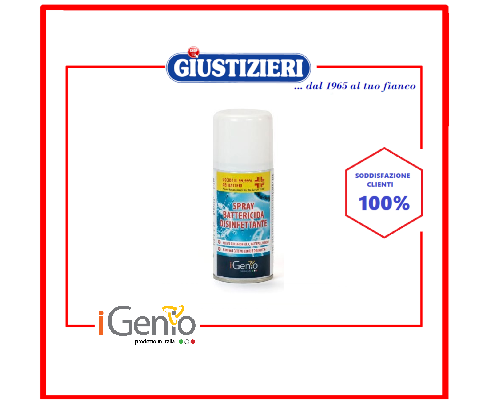SPRAY DISINFETTANTE BATTERICIDA PER AMBIENTE E SUPERFICI TASCABILE 150ML IGENIO