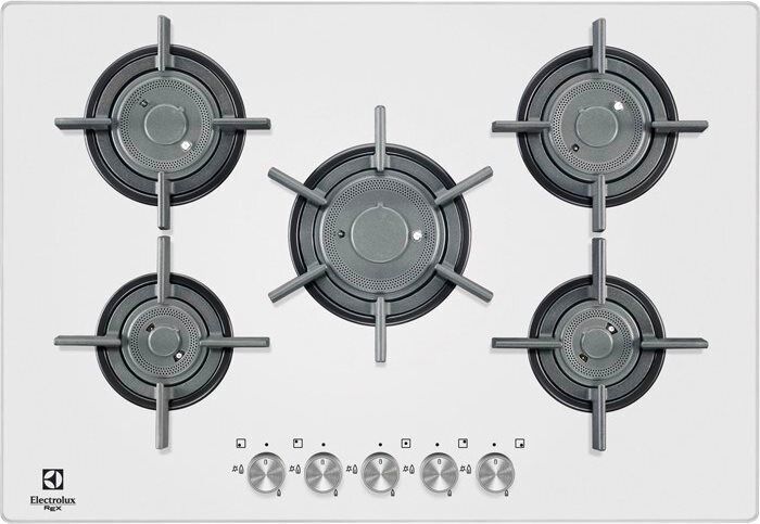 Electrolux Piano Cottura 5 Fuochi Incasso a Gas 75 cm Cristallo Bianco PVF750UOB