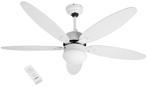VENTILATORE DA SOFFITTO MAURER 5 PALE D.132 CM BIANCO C/LUCE