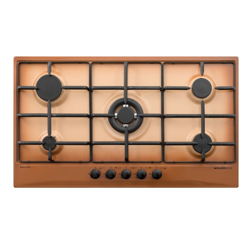 GLEM GAS GT955TF PIANO COTTURA DA INCASSO 86CM 5 FUOCHI A GAS TERRA DI FRANCIA