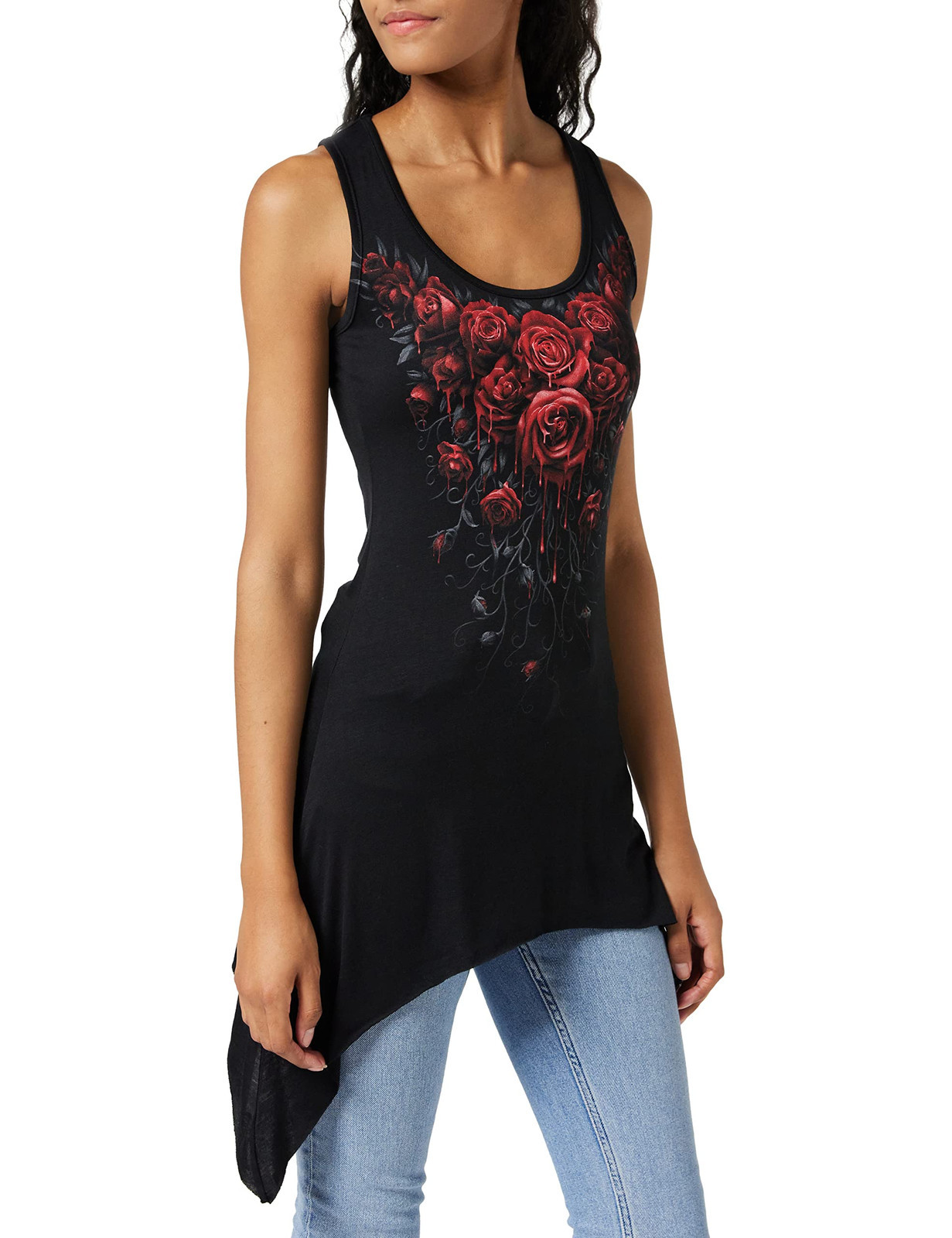 Spiral - Blood Rose - Goth Bottom Camisole Dress Black XXL Black