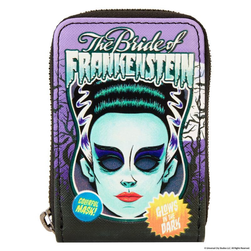 Loungefly Universal Monsters Bride Of Frankenstein - Portafogli con maschera neo