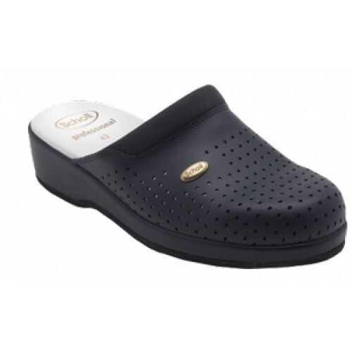 SCHOLL CIABATTE CLOG BACK GUARD PELLE BLUE NAVY NUMERO 35