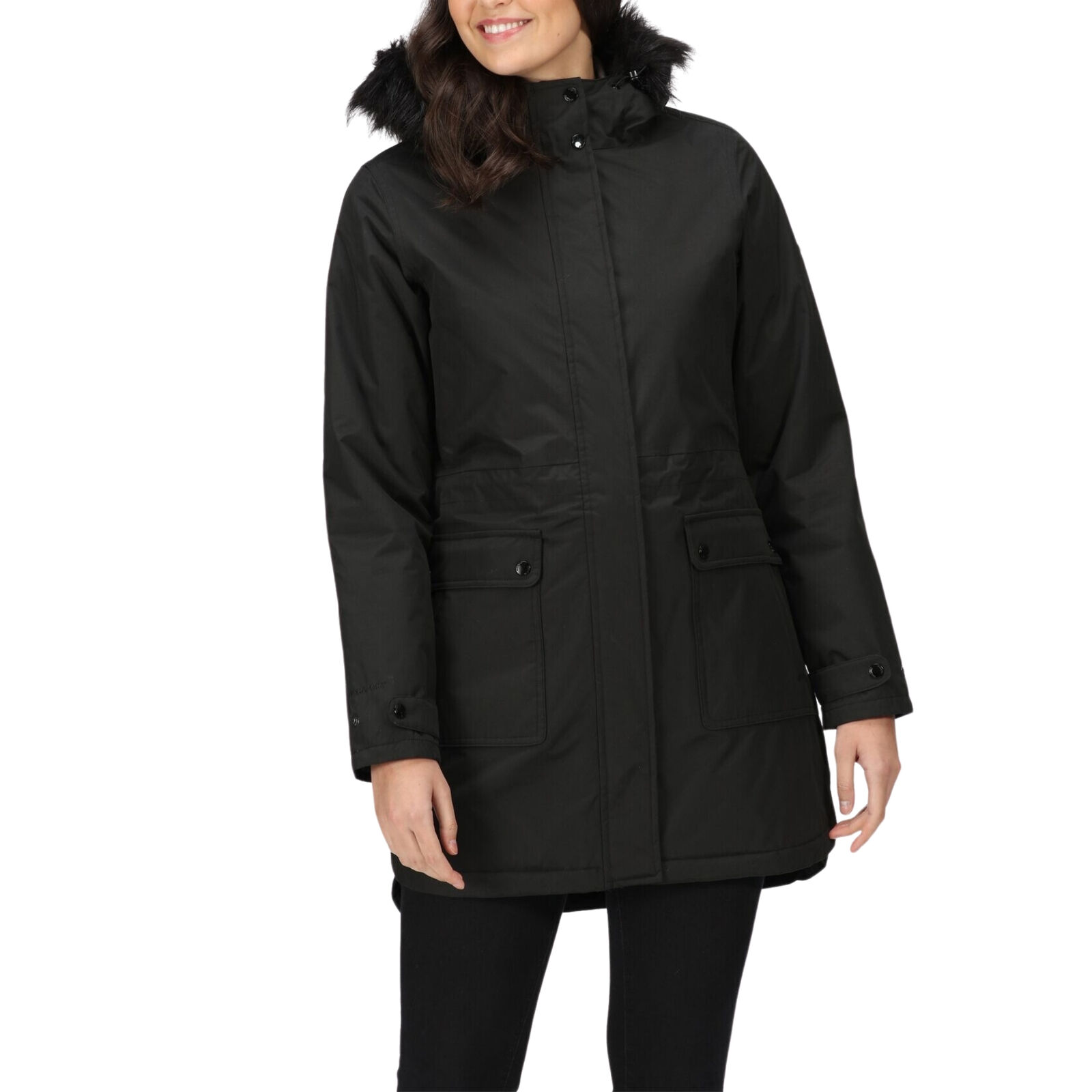 Regatta Parka da Donna Impermeabile Sabinka Fur Trim Nera Taglia 44 Codice RW...
