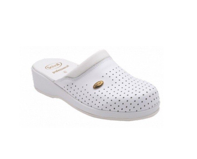 SCHOLL CLOG BACK GUARD IN PELLE BIANCO NUMERO 42