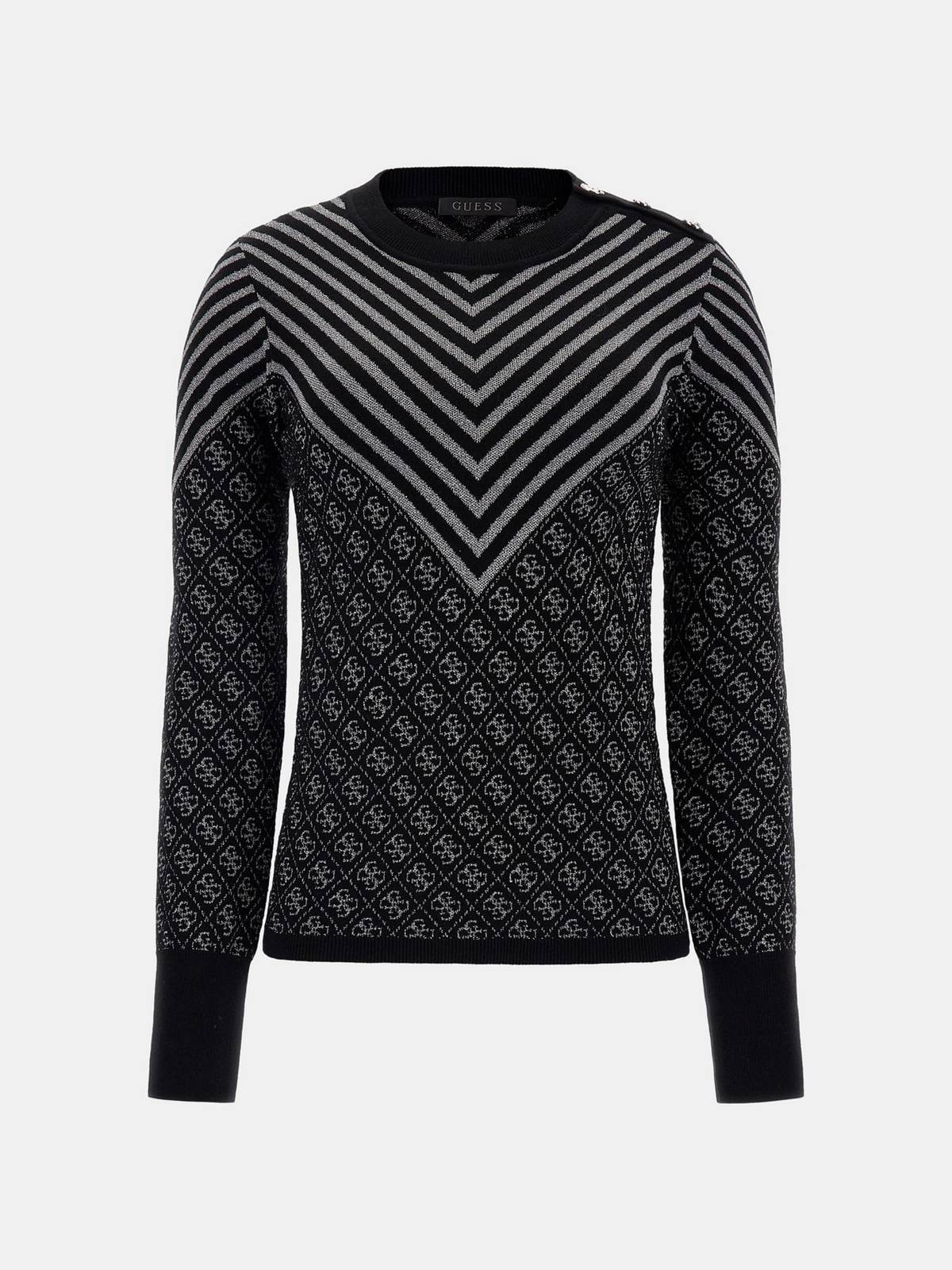Guess Ls Rn Renee Sweather - Maglione Lurex 4g Logo Nero - Taglia M Donna