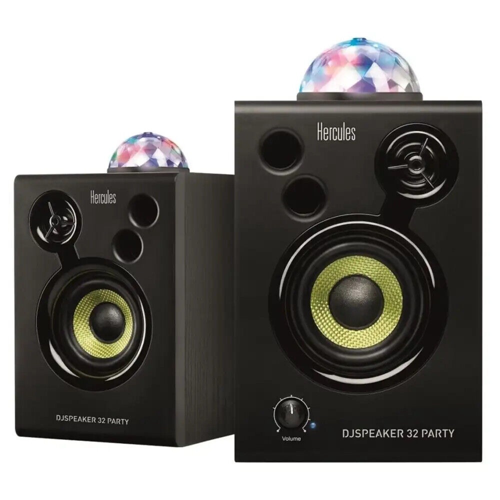 HERCULES DJ MONITOR 32 PARTY SPEAKERS CON LUCI LED E TELECOMANDO IR 3" 60W NUOVI