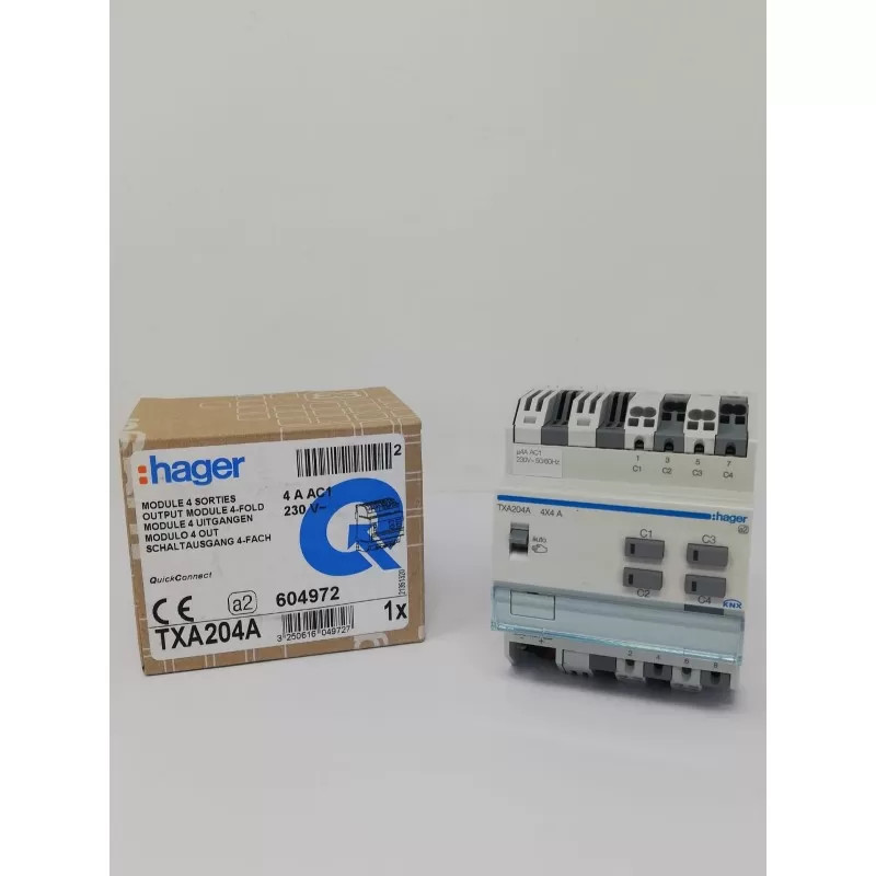 Hager modulo knx tp konnex connex 4 out uscite 4a ac1 230v  4 moduli  txa204a