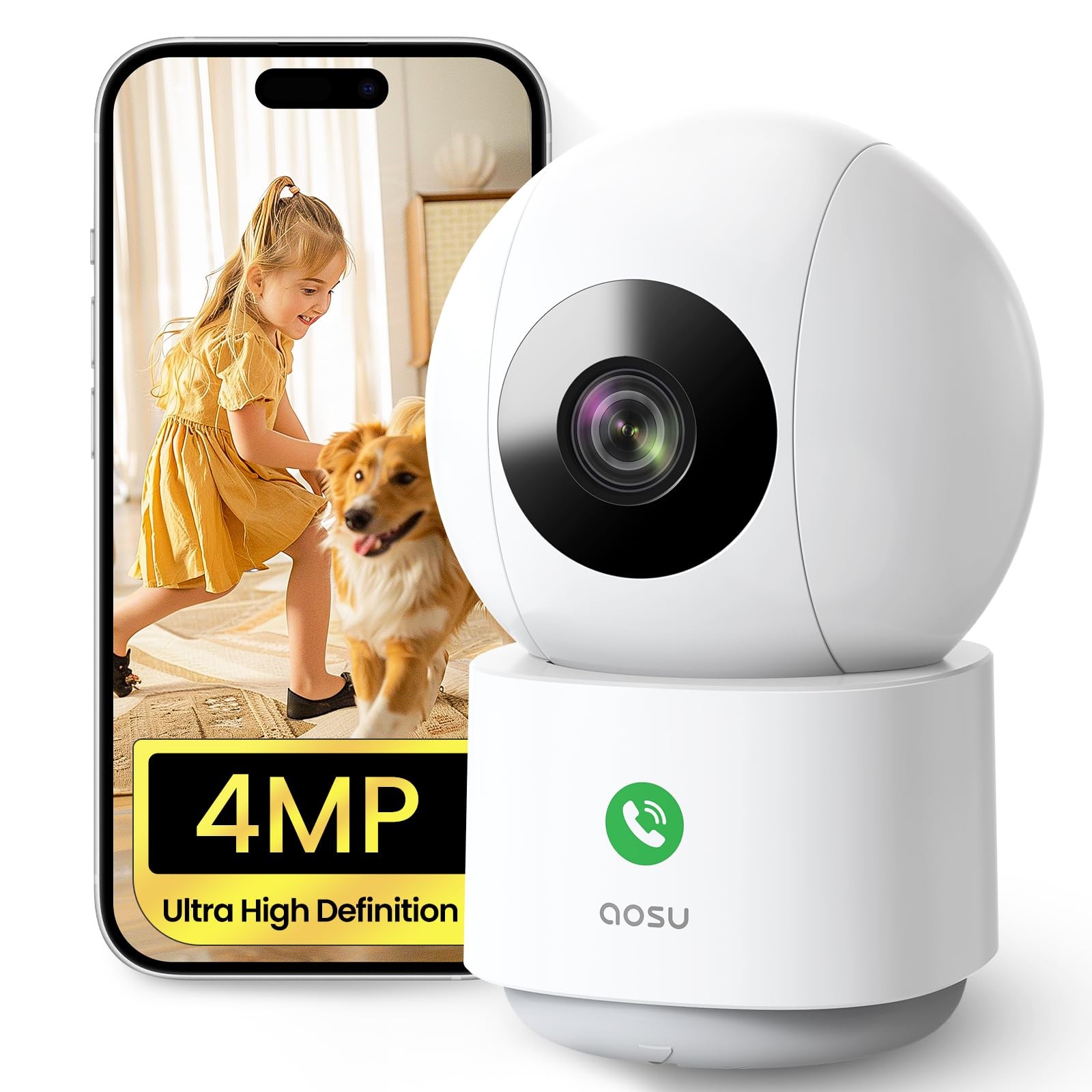 AOSU 4MP Telecamera WIFI Interno, Videocamera Sorveglianza Interno 5G/2.4 (v8p)