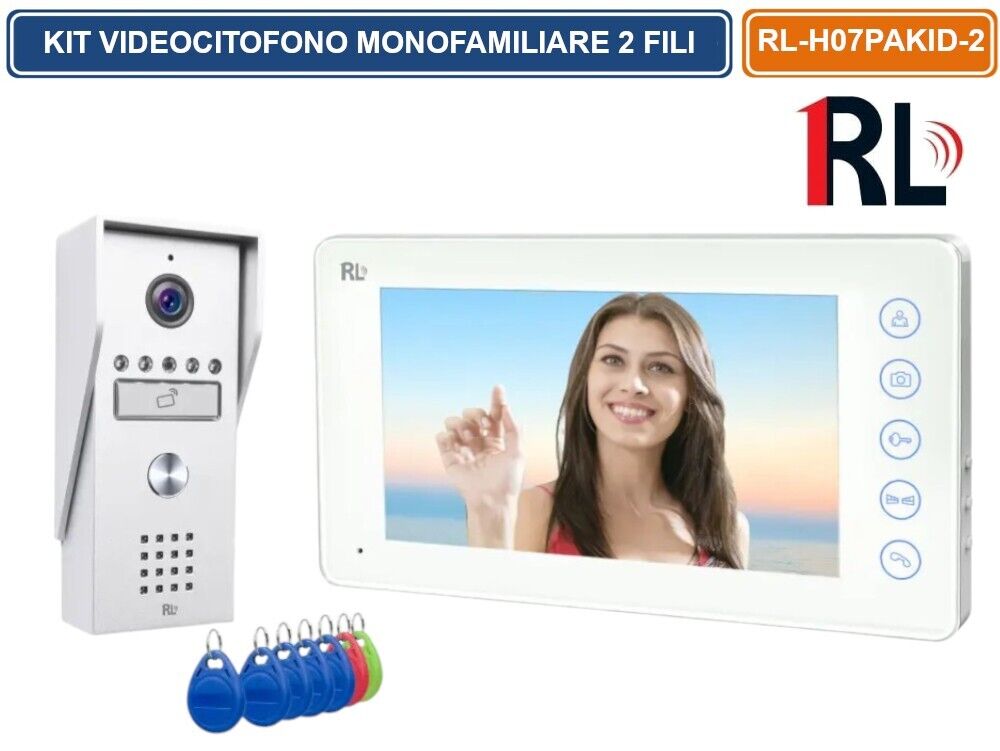 VIDEOCITOFONO MONOFAMILIARE A 2 FILI MONITOR A COLORI 7" APERTURA ELETTROSERRATU