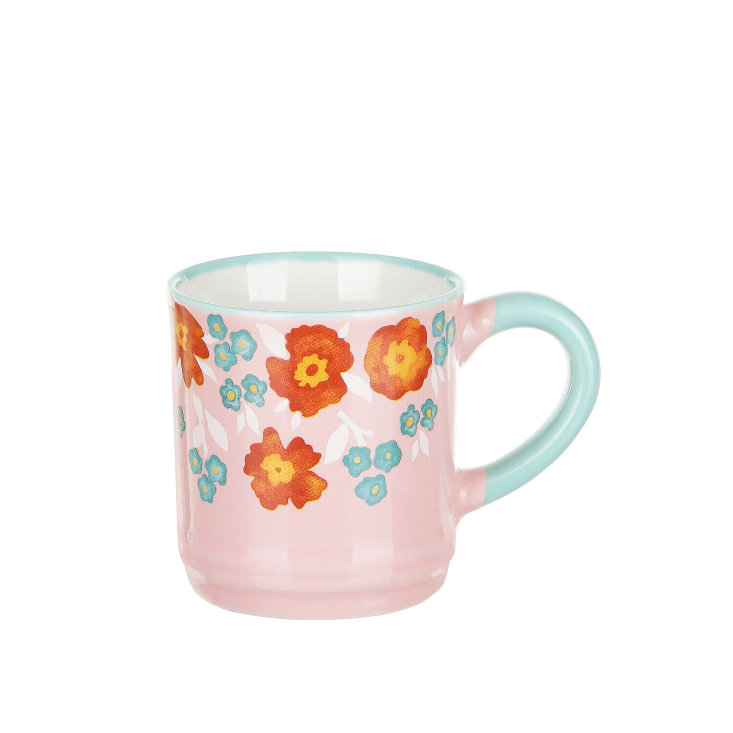 Tazzina caffè fiori 90 ml in porcellana azzurra e rosa rosa Tavola,Tè e caffè