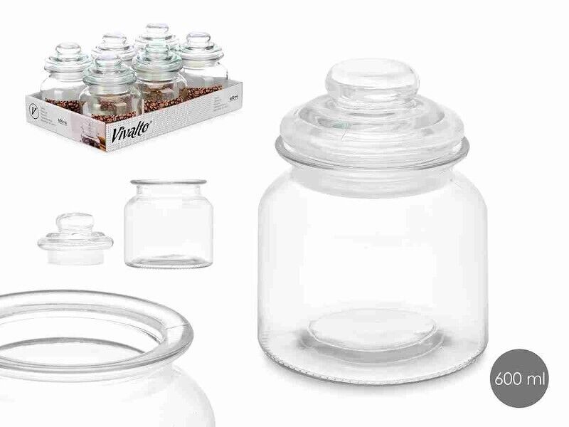 Vivalto Barattolo in Vetro con Coperchio, 600 ml