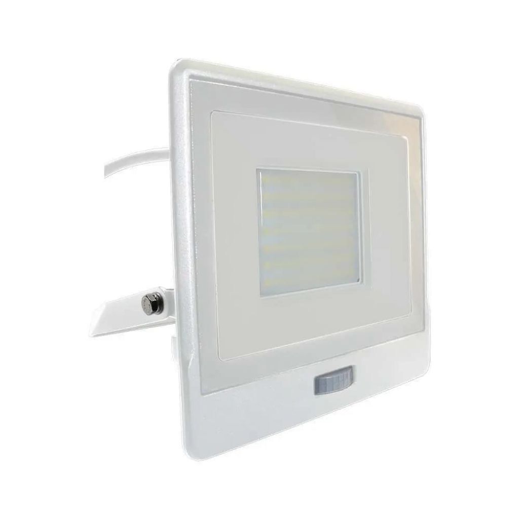 50w Led Pir Sensor Floodlight Samsung Chip White Body 4000k 1m Cable