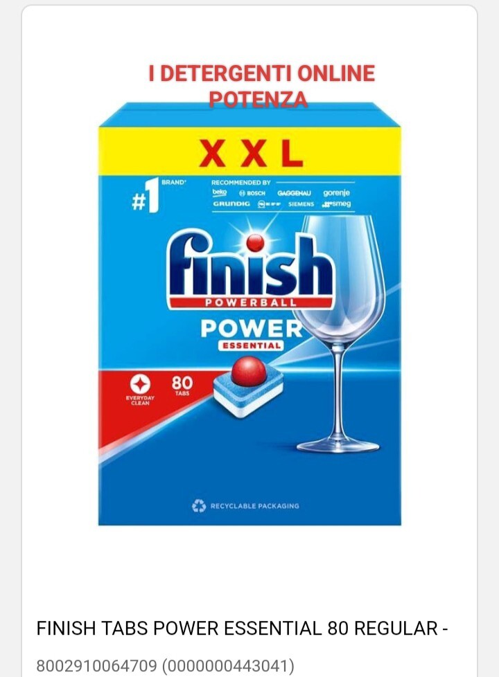 Finish Powerball Power Essential Pastiglie  Lavastoviglie - 80 TABS