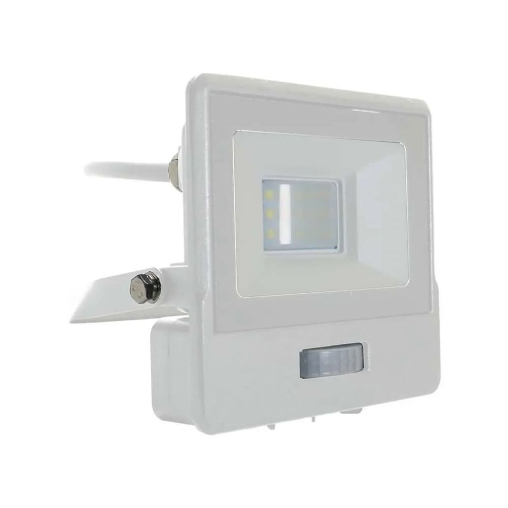 10w Led Pir Sensor Floodlight Samsung Chip White Body 6500k 1m Cable