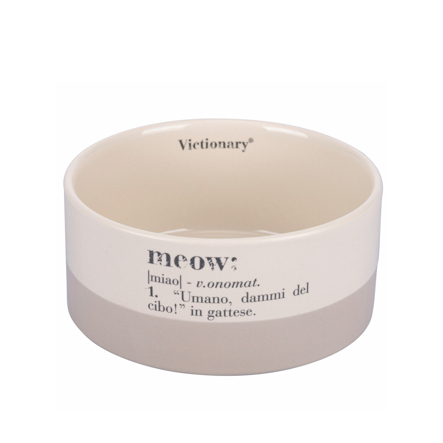 Ciotola gatto con scritta 600 ml Victionary bianco