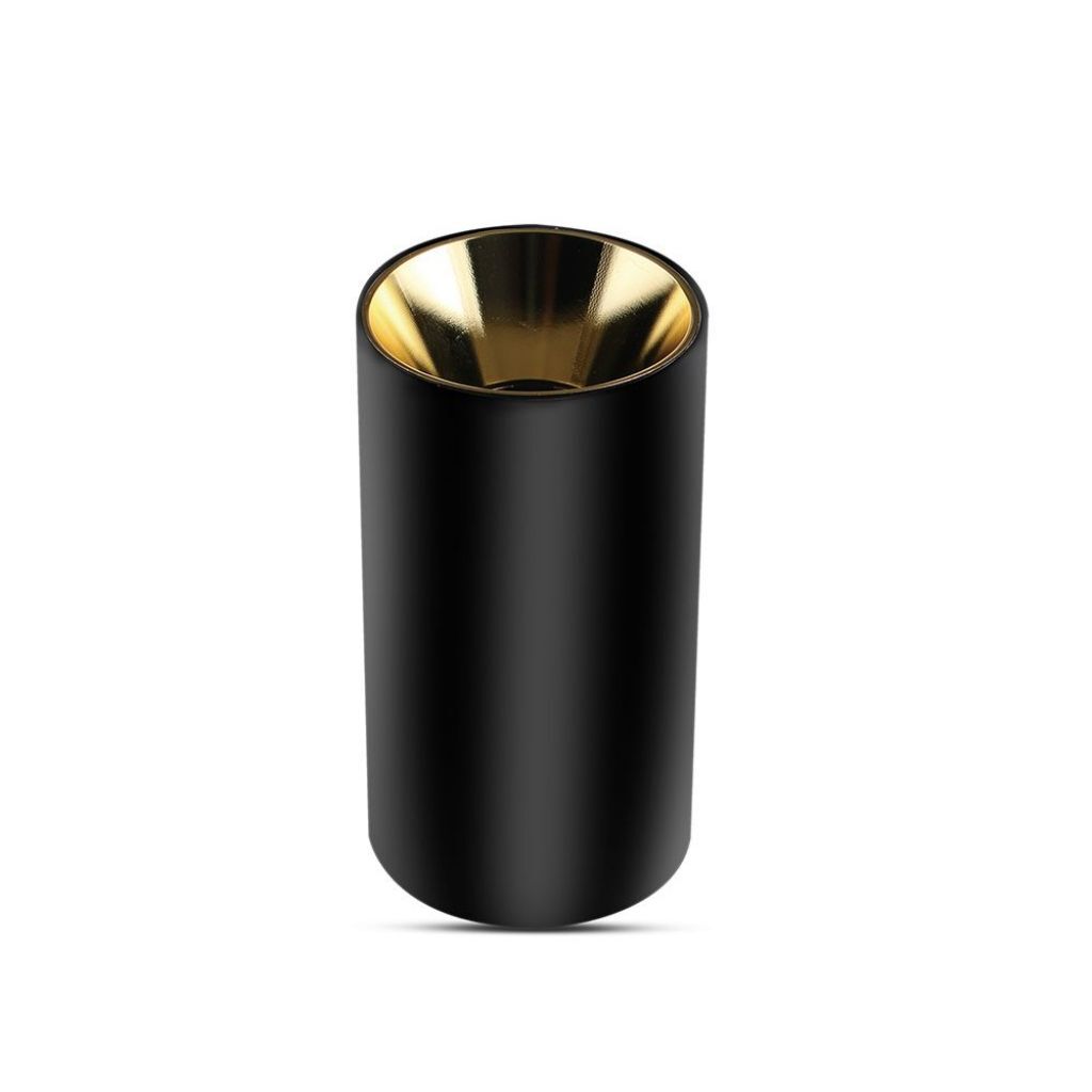 Gu10 Fitting Round Black + Gold