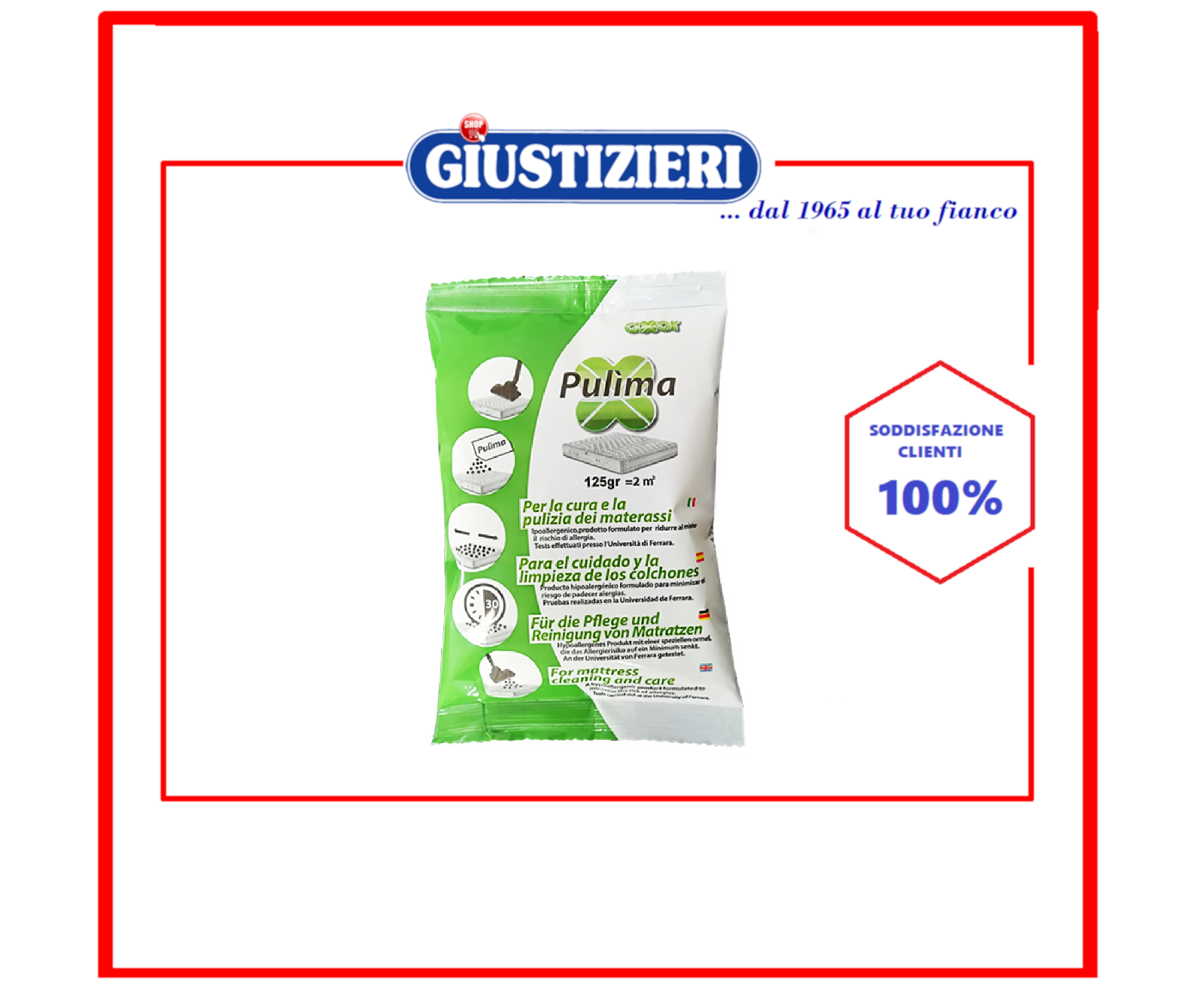 AX1105 PULIMA POLVERE DETERGENTE IGIENIZZANTE MATERASSI BUSTA 125GR AXOR